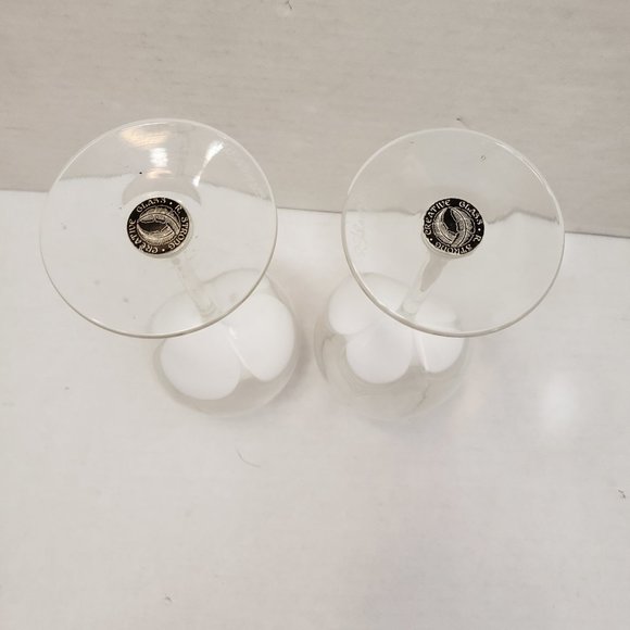 Tall Randy Strong Signed Artist Glass Wine Goblet White pull Clear Wave 80's 85 - Picture 4 of 16